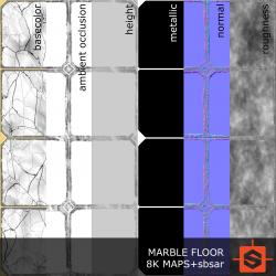 PBR substance material of marble floor created in substance designer for graphic designers and game developers